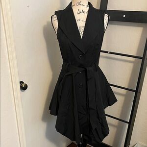 Bebe Black Button Closure Fit & Flare Sleeveless Trench Vest Event Party
